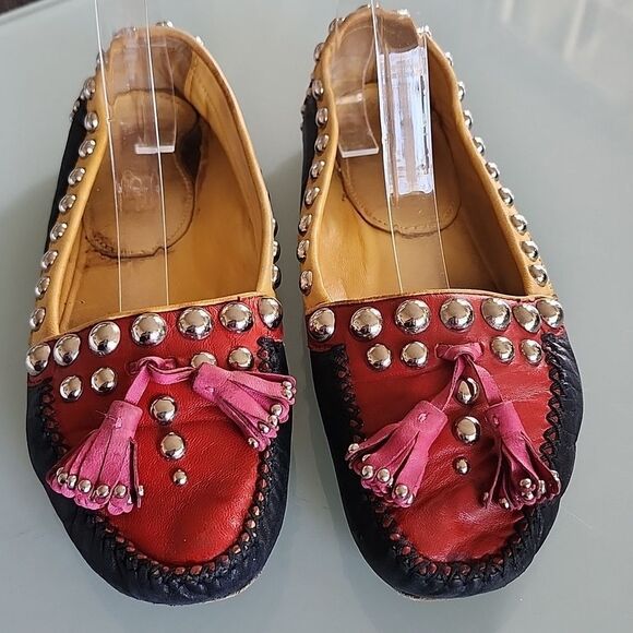 Prada Stuuded Tassel Slip-on Loafers - Picture 1 of 11